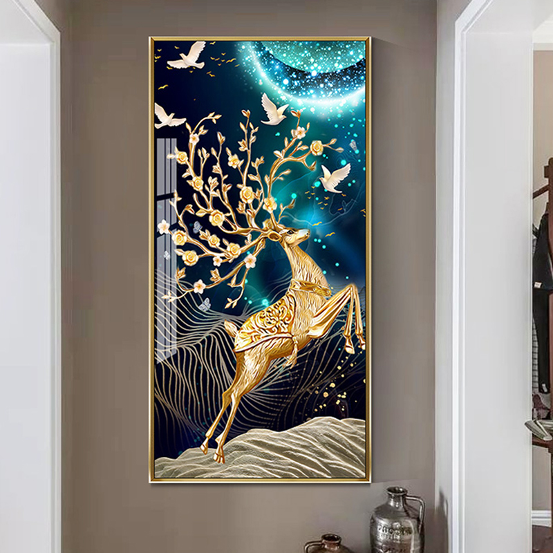To embellish the crystal porcelain painting in painting the porch decoration as I and contracted sitting room corridor murals rich deer