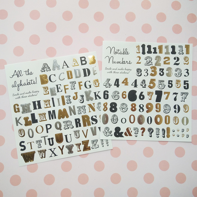 100 lap bronzed floral body English letter digital handbill baby diary growth archive sticker