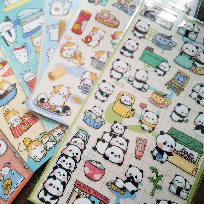 Daily order panda hamster dolphin cat hand-painted illustration wind pvc sticker