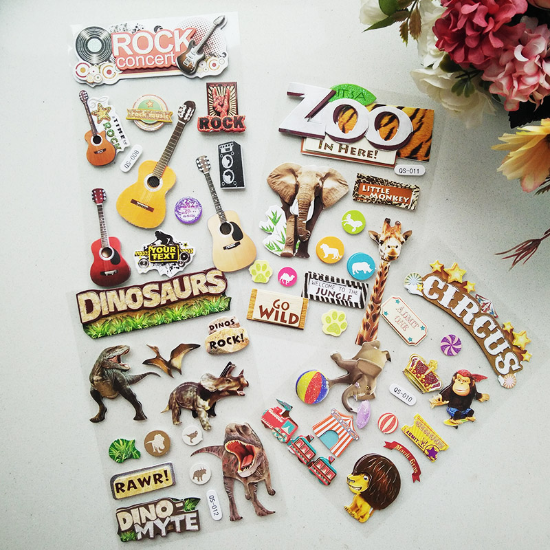Oudan zoo rock circus scrapbook growth file photo album three-dimensional gold powder stickers
