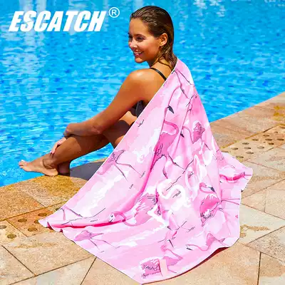 Beach towel quick-drying absorbent bath towel Seaside vacation swimming fitness sports towel Portable female surfing sunscreen towel