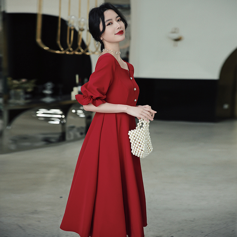 Pregnant woman toast the bride covered with belly wine red color large size and fat mm engaged small gown dress normally can be worn by women