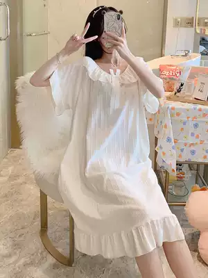 Pure cotton night dress women's summer short-sleeved thin section 2021 new simple and cute princess style loose home clothes pajamas