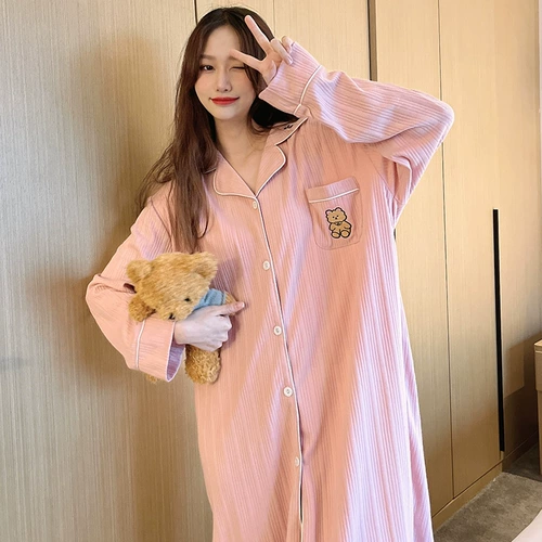 Длинный кардиган, пижама, хлопковая осенняя юбка, демисезонный тонкий лонгслив для школьников, средней длины