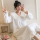 Váy ngủ nữ mùa thu và mùa đông dài tay lông cừu san hô tươi và dễ thương dịch vụ tại nhà flannel dày cộng với kích thước đồ ngủ - Đêm đầm