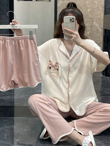 Пижама, топ с чашечками, мультяшный противоударный комплект, 3 предмета, 2025 года, короткий рукав