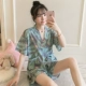 Bộ đồ ngủ nữ mùa hè ngắn tay cotton tinh khiết mỏng kimono Nhật Bản hai mảnh phù hợp với mùa hè ngọt ngào và dễ thương phục vụ tại nhà cho phụ nữ - Cha mẹ và con