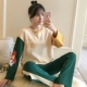 Bộ đồ ngủ mùa thu của phụ nữ dài tay cotton Hàn Quốc mỏng phần dễ thương hai mảnh phù hợp với mùa hè lỏng lẻo cộng với kích thước sinh viên phục vụ tại nhà mùa đông - Cặp đôi