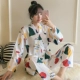 Bộ đồ ngủ kimono lụa băng phụ nữ mùa xuân và mùa thu quần dài tay hoạt hình Hàn Quốc sinh viên dễ thương Nhật Bản bộ đồ phục vụ tại nhà ren - Giống cái