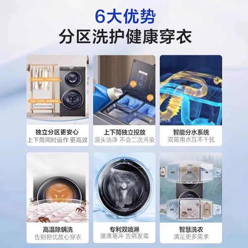 [Субсидия по обмену] Haier Twin Drum 13 кг, полностью автоматическая стиральная и сушильная машина с преобразованием частоты, встроенная стиральная машина 1258