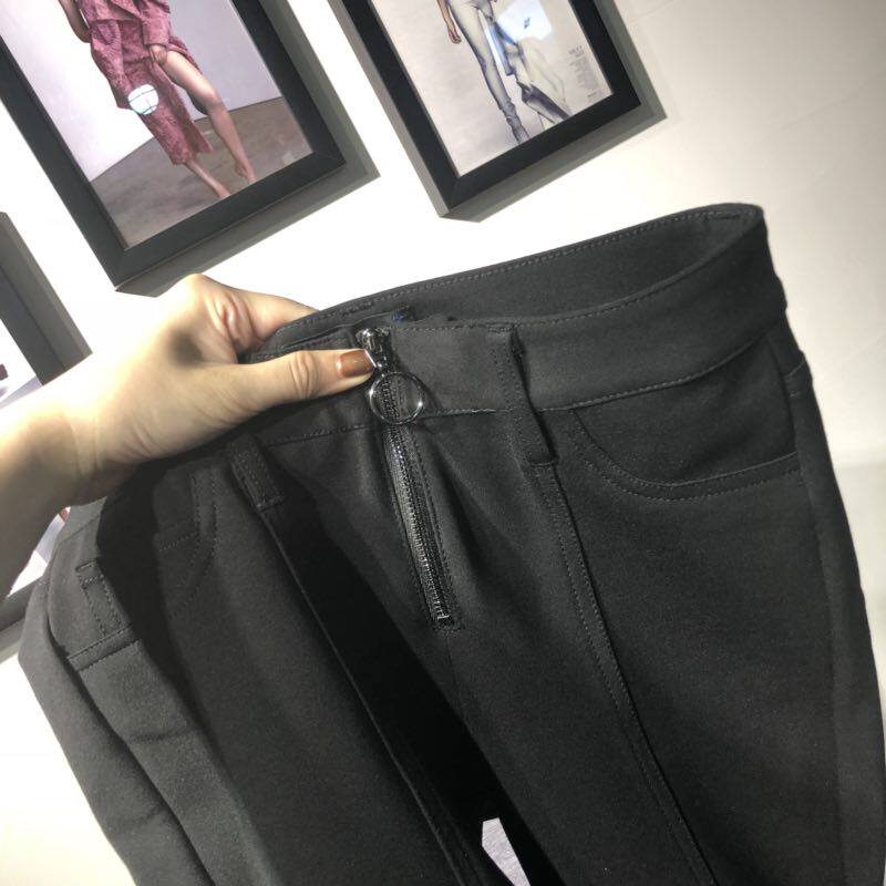 Jojo DU family thread high elastic micro-launched cropped pants in stock