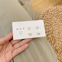 925 silver circle pearl ear nail suit Jane about mini sleeping without picking up the earthen super fairy net red earthen