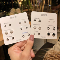 925 sterling silver black earrings simple women small cold wind Net Red Tide people 2019 new ear bone Nail Men cool handsome