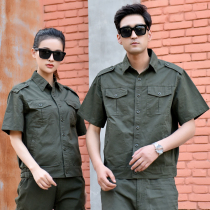 Summer welding work clothes pure cotton breathable short-sleeved suit mens long-sleeved summer thin top auto repair labor insurance clothes