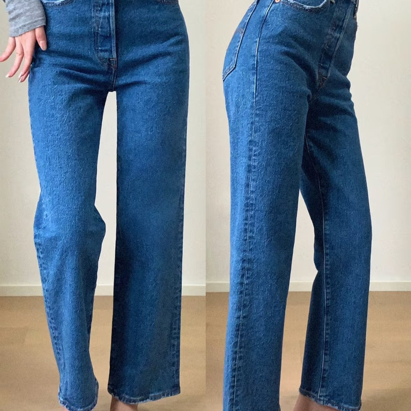 Authentic Levis Women's Ribcage High-Waisted Straight-Leg Vintage Royal Blue Washed Jeans 72693-0117 Authentic Levis Women's Ribcage High-Waisted Straight-Leg Vintage Royal Blue Washed Jeans 72693-0117