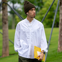 UrbanStandard national tide art retro collar long sleeve shirt men autumn ins casual loose round neck shirt