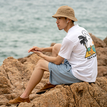 UrbanStandard Tide Brand Summer Loose Beach Print Short Sleeve T-shirt Men Couple