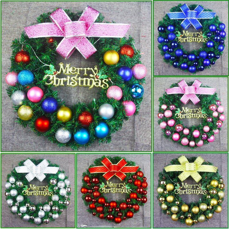 Christmas wreath 40cm50 60CM door hanging luminous handmade diy wreath ornaments Christmas decoration scene layout