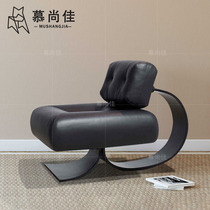 Nordic modern minimalist designer Single sofa Sofa Chair Villa Living Room Light Lavish Stainless Steel Profiled Leather Leisure Chair