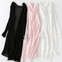  Cloak female summer yarn ice silk beach sunscreen sunscreen womens spring summer snow-spinning cardio-hoodie 2019 new medium length