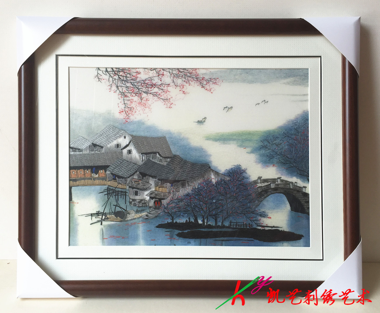 Suzhou Embroidery Hanging Paintings Handmade Embroidery Boutique Water Village Hanging Paintings Living Room Study Hanging Paintings Water Village Hanging Paintings Porch Hanging Paintings