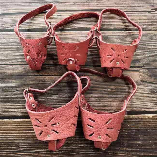 The cow leather does not hurt the mouth pet Cokie dog mouth cover small dog mouth cover anti-bite to eat small medium large canine fur mask