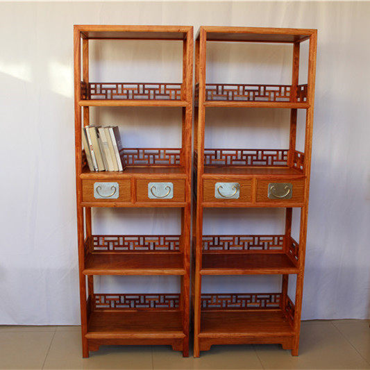 Myanmar pear bookshelf Small bookshelf Small frame grid large fruit Red Sandalwood small bookshelf Bogu frame Ming-style bookshelf