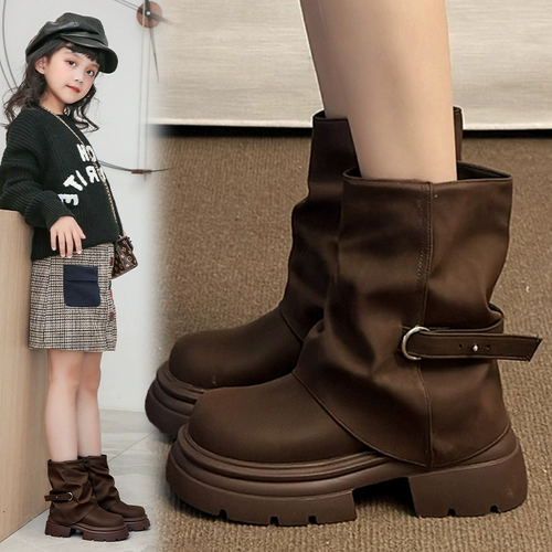 Martens, демисезонные утепленные детские универсальные ботинки, сапоги, туфли, средней длины, подходит для подростков