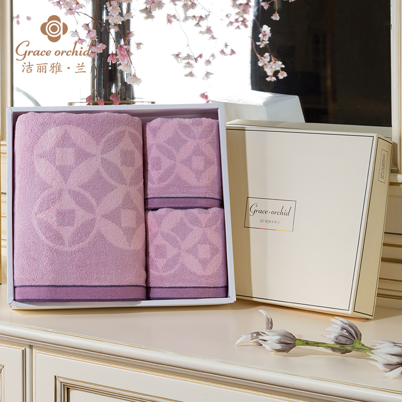 Jie Liya Lan pure cotton towel soft household men and women couples adult 3-piece suit absorbent face towel gift box