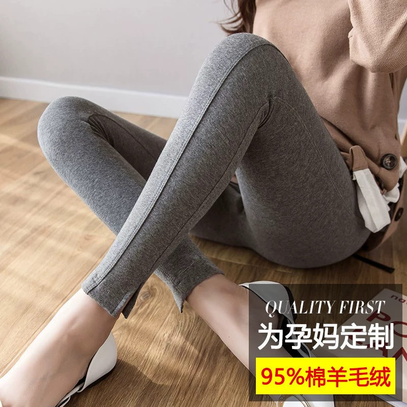 Sản phụ mùa xuân và mùa thu mặc thời trang bà bầu quần legging bà bầu thời trang bà mẹ thời trang lưới màu đỏ mùa xuân và mùa hè quần mỏng - Phụ nữ mang thai quần / quần bụng