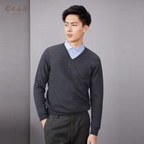 Ordos 1980 Mens Autumn Winter V-neck Cashmere Sweater Mens Joker Sweater C196A0052