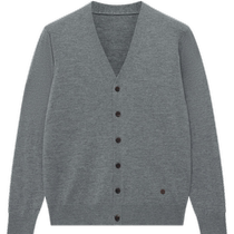 Ordos 1980 new wool cotton small lapel long-sleeved knitted cardigan mens V-neck knitted cardigan 24 autumn and winter