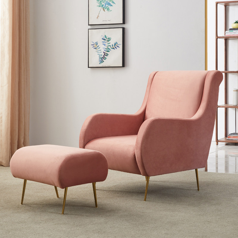 Light luxury modern Nordic in simple sofa chair combined velvet single sofa living room powder recreational chair