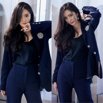 Yang Power Stars The Same Clothes Suit Suit Professional Hide Cyan Western Suit Jacket Fashion Long Pants Spring Autumn Womens Clothing