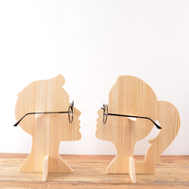 High-grade solid wood glasses display stand Sunglasses sunglasses humanoid head mold display cabinet Decorative display props Glasses shelf