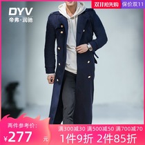 dyv new slim handsome cloak men large size super long knee trench coat men plus size coat coat