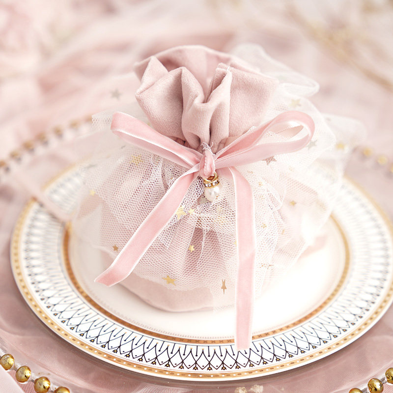Time has love] wedding candy bag wedding creative European-style new hand-held gift return gift bag velvet bag bag