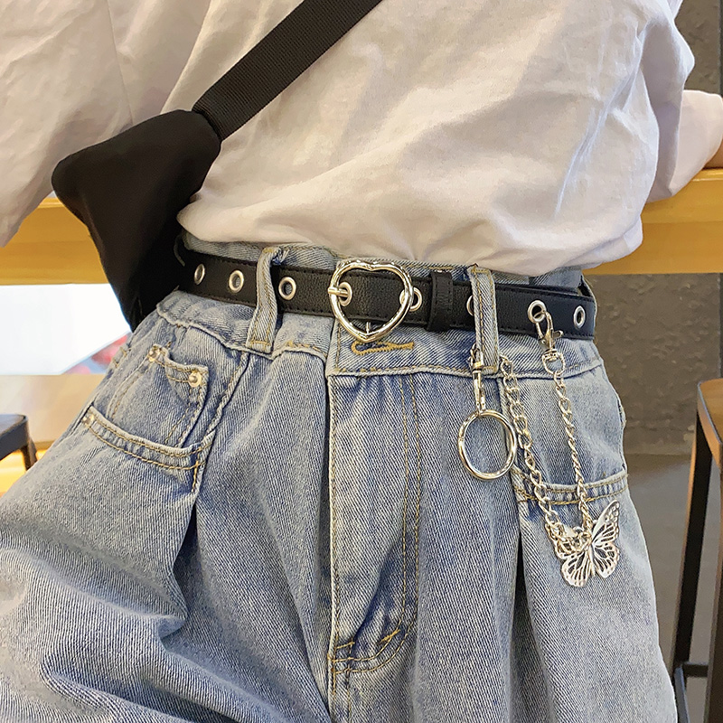 Cinturones con hebillas para jeans con adornos para mujer Cinturones versátiles para mujer Cadenas de mariposa Cinturones sin perforaciones_voghion.com