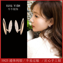 Small crowddesign sensation horse eye-shaped ear nail female pure silver 2022 New wave Korean temperament fashion brief Earrings Woman