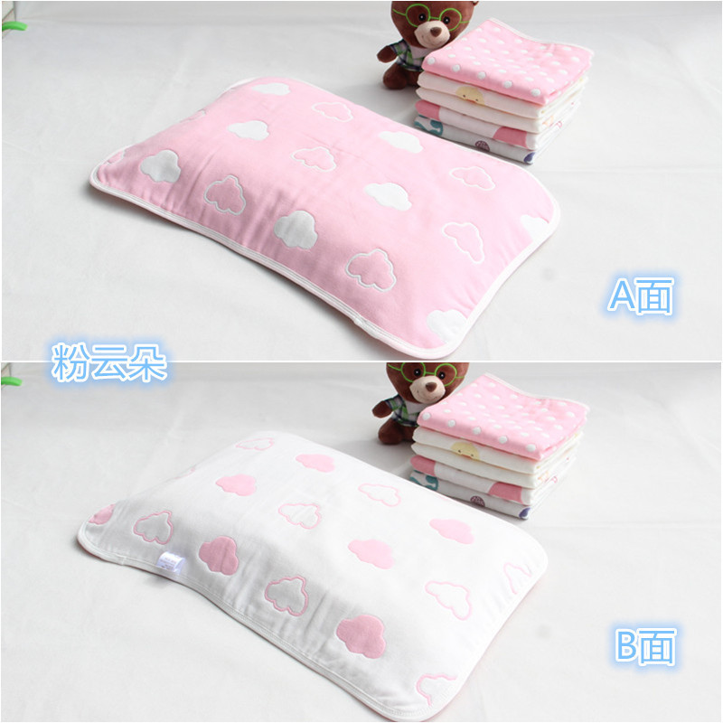 Trẻ em jacquard khăn bông gạc sáu lớp dày thấm nước, học sinh mẫu giáo thở dễ thương bé gối khăn - Khăn gối áo gối lụa
