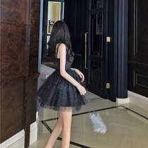 Summer 2020 New temperament high waist slim sexy backless a-shaped puffy suspender short skirt dress dress women