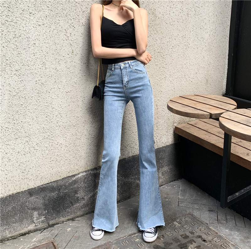 Retro Conspiculean Summer 2020 Loose Straight Cylinder Wide Leg Long Pants Pendant Feel Elastic High Waist Horn Jeans Children Dress