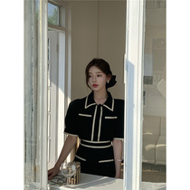 Short chic tide small balsamic wind capsized short sleeves shirt Dont make a small crowdsourced button Bubble Sleeves Shirt for womens spring clothes