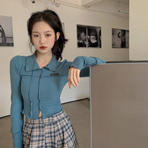 Spring clothing sweet and cool design sensation with long sleeves Small tastings undershirt female hot girl tight with sweet and spicy blouse and T-shirt