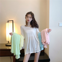 T-shirt female 2021 summer Korean version of loose medium long thin thin undercover sunscreen shirt blouse long sleeve top