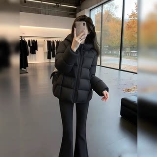 High-End Simple Korean-Style Black Hooded down Jacket for Women, Winter 2025 New Thickened Warm Puffer Coat