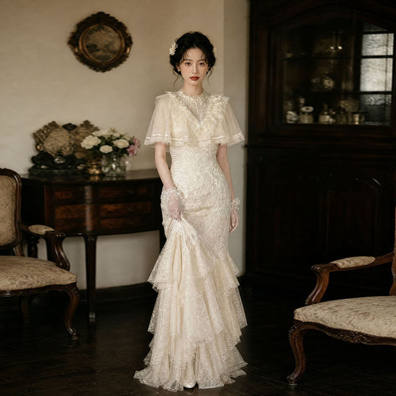 Vintage Lace Niche Light Wedding Dress 2026 New French Style High-End Wedding Engagement Banquet Dress Going-Out Dress Vintage Lace Niche Light Wedding Dress 2026 New French Style High-End Wedding Engagement Banquet Dress Going-Out Dress