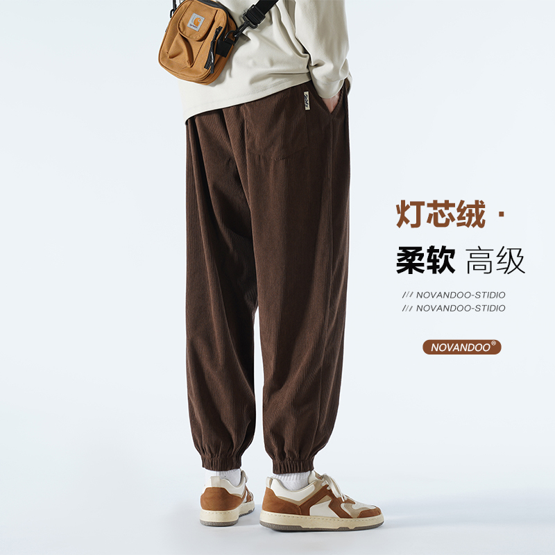 Corduroy Autumn and Winter Men's Pants, Men's Sports Casual Long Pants, Warm Sweatpants, Large Size 2026 New Style, Coffee Color