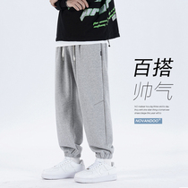 Gray trousers male sports long pants wide loose beam feet radish autumn and autumn spring and autumn large plus fat