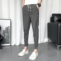 Net Red Tide brand pants mens summer thin Korean version of the trend ankle-length pants Joker slim slim pants mens pants